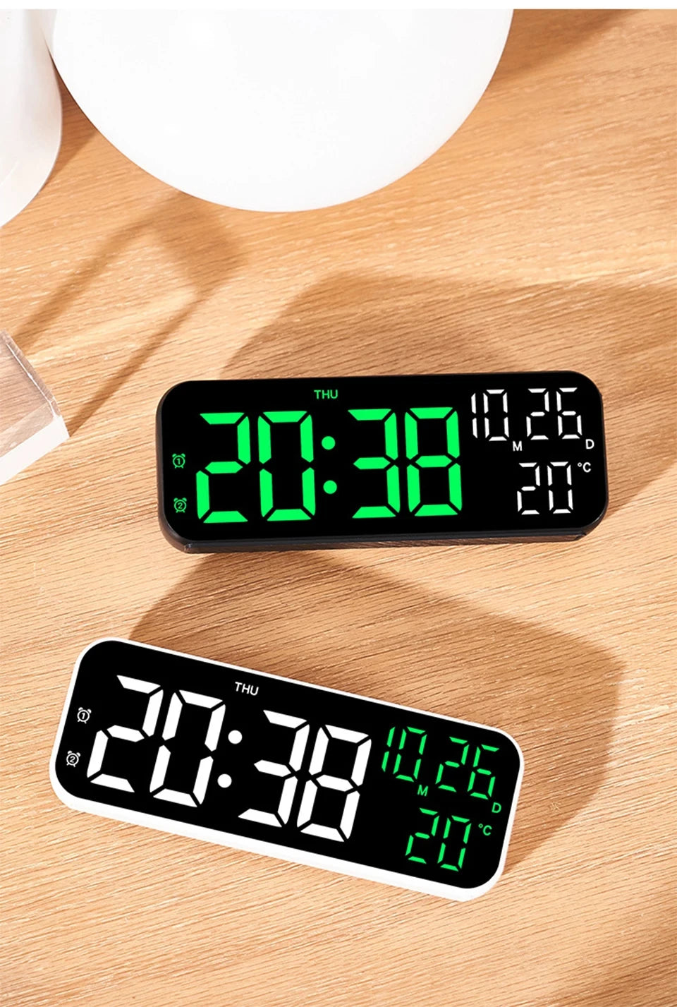 LED Digital Clock Temperature Date Week Display Desktop Clock 3 level Brightness Adjustment Voice Control Countdown Alarm Clock