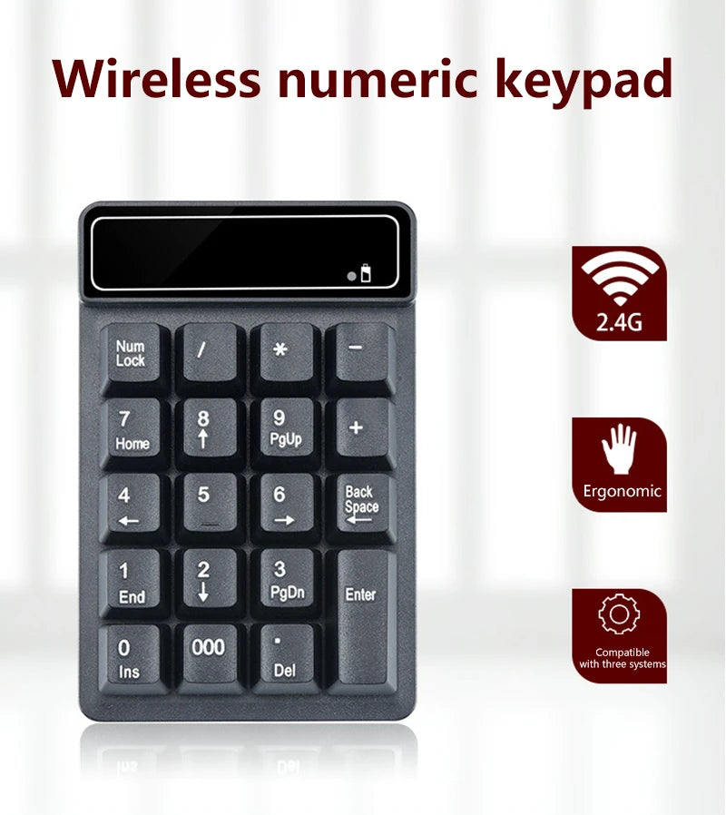 Wireless Digital Keypad With Mechanical Feel 19 Keys 2.4G Mini Keyboard Waterproof Ergonomic Multi System Compatibility Keyboard