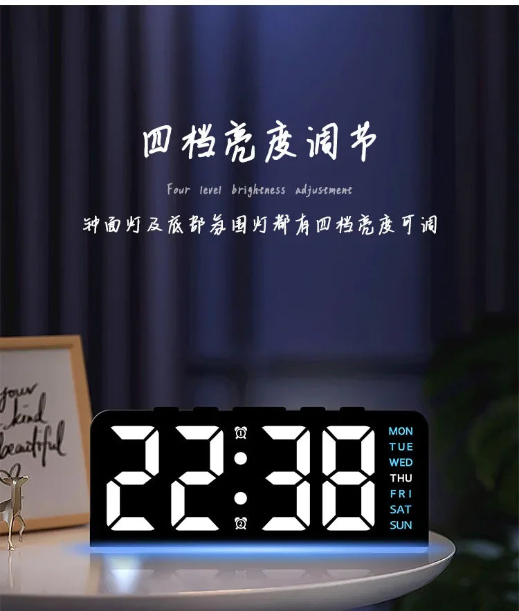 LED Digital Clock with Date, Temp, Alarm & Night Light - Multifunctional Desk Clock for Home, Office, Bedroom