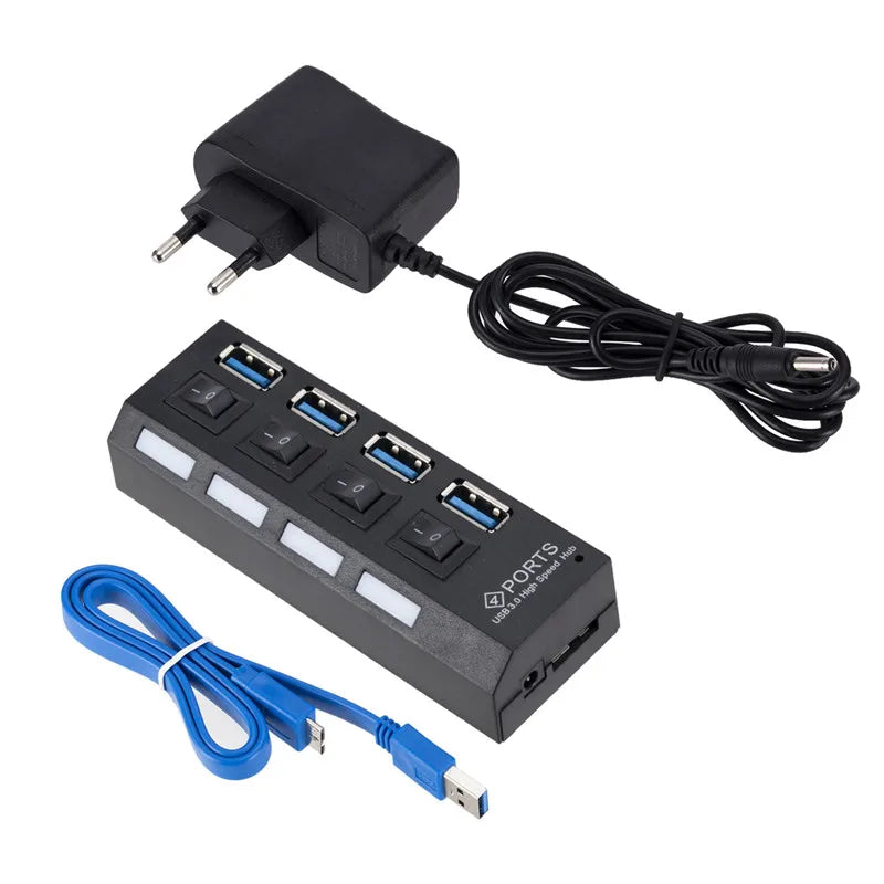 USB 3.0 Hub USB HUB Splitter Multi USB 3.0 Hub Multiple 4/7 Port Hub Splitter With Power Adapter Computer Accessories Hub For PC