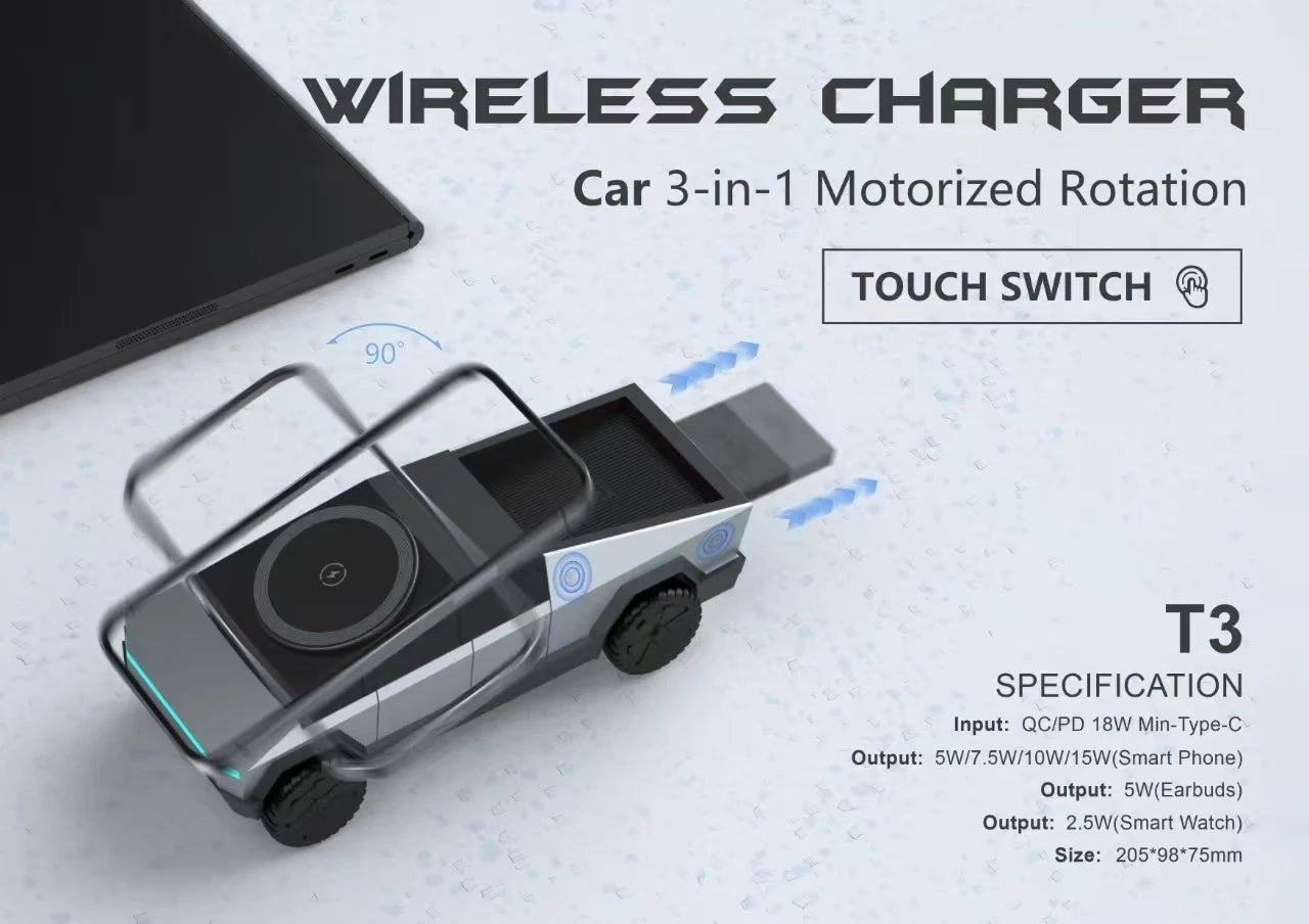 Cyberdock Desktop Stand Qi2 3-in-1 CyberDock Wireless Charging Station for IPhone17 16 15 14 Pro, AirPods, IWatch,Galaxy Watch