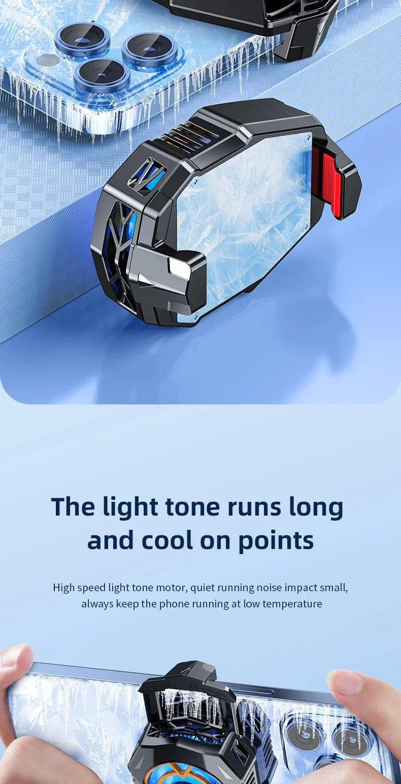 Cooler Gaming Universal Phone Cooling Fan 3 Modes Mobile Phone Radiator for iPhone 15 Android 4.5 to 7 inch Phone Live Streaming