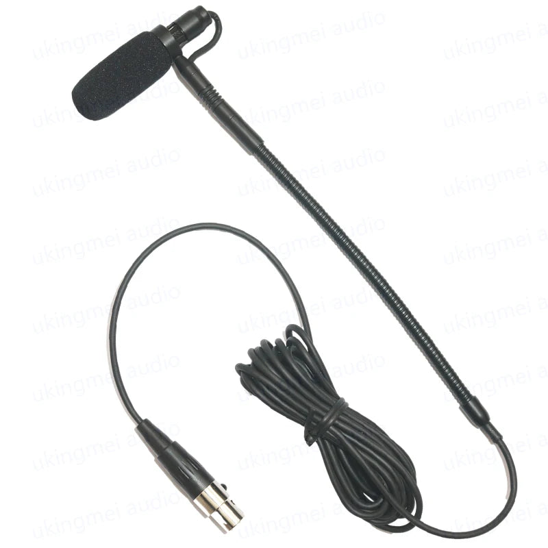 Clip-On Musical Instrument Microphone for Piano Guitar Saxophone Violin Cello Phantom Power Input Flexible Gooseneck Microphone