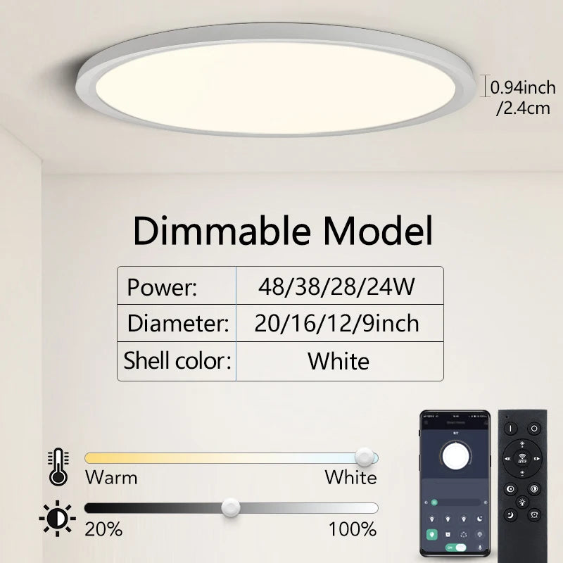 Smart Led Ceiling Lights 20Inch Large APP Remote Control Dimmable Ultra thin Smart Lamp For Living Room Bedroom Led Lights