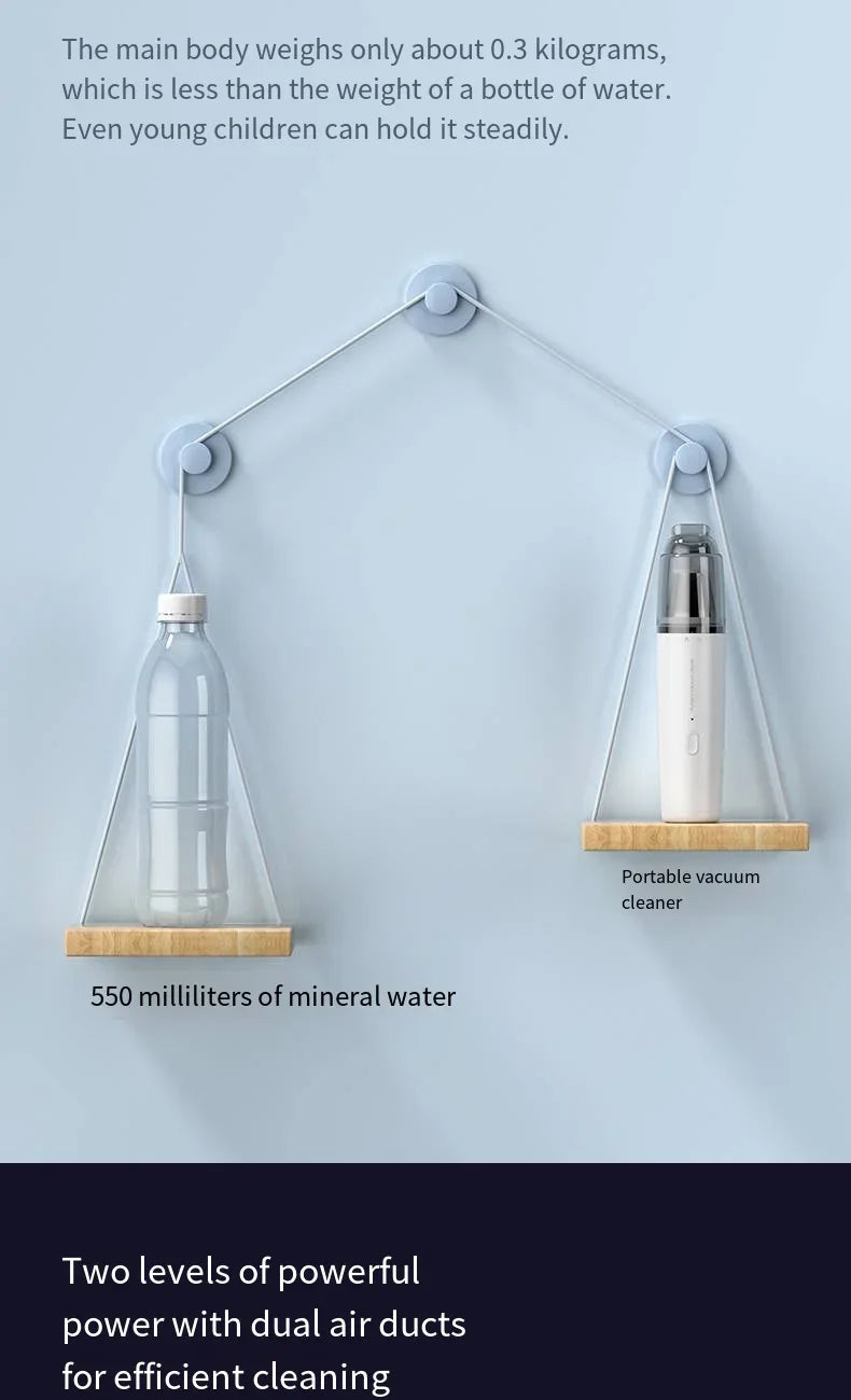 Vacuum Cleaner Mini Car Cleaning Powerful Suction Handheld Car Vacuum Cleaner Rechargeable for Car and Home Auto Vacuum Cleaner