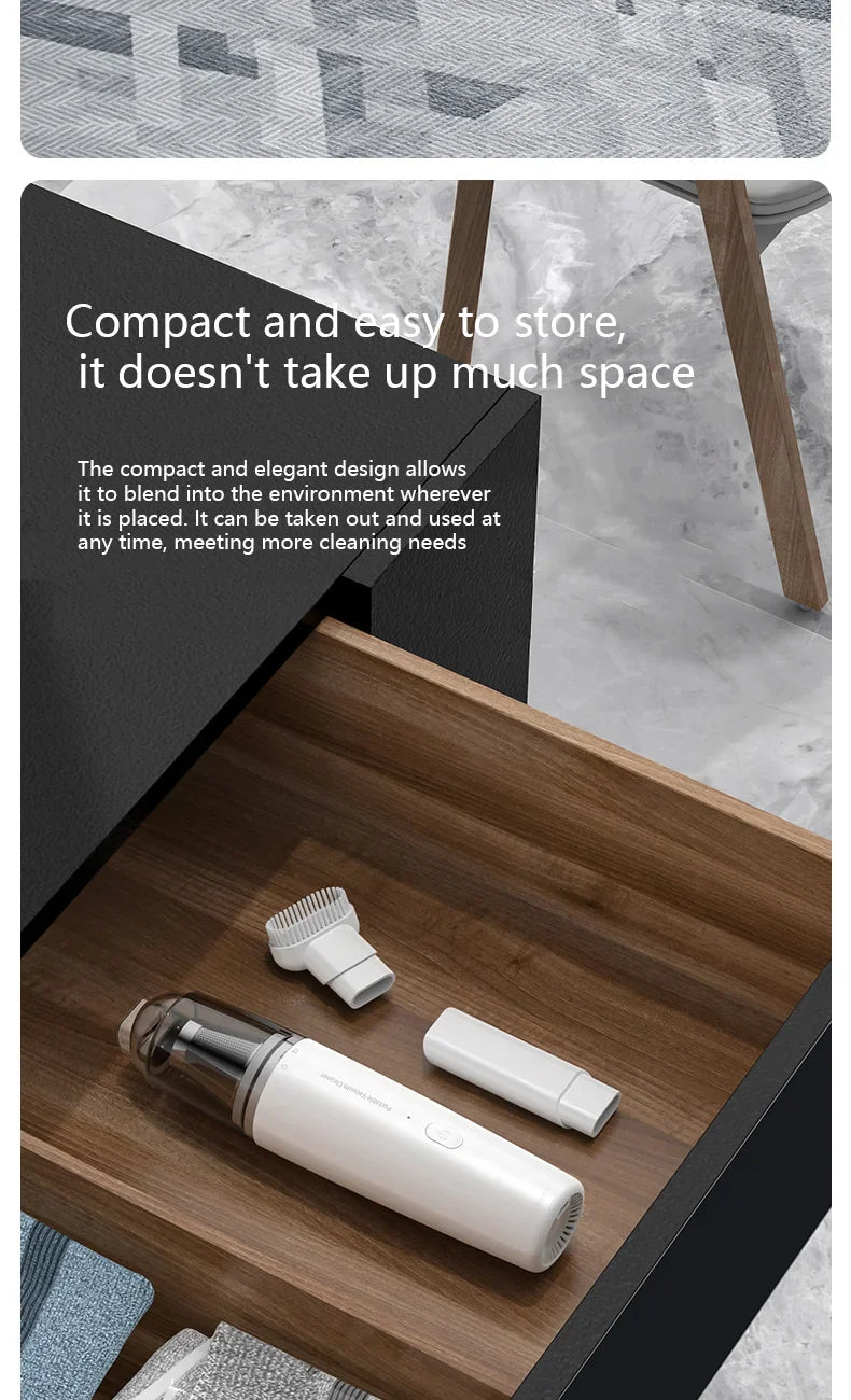Vacuum Cleaner Mini Car Cleaning Powerful Suction Handheld Car Vacuum Cleaner Rechargeable for Car and Home Auto Vacuum Cleaner