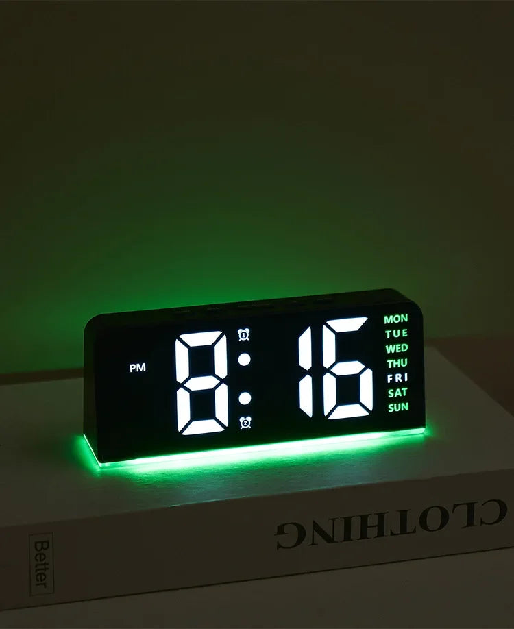 LED Digital Clock with Date, Temp, Alarm & Night Light - Multifunctional Desk Clock for Home, Office, Bedroom