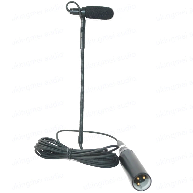 Clip-On Musical Instrument Microphone for Piano Guitar Saxophone Violin Cello Phantom Power Input Flexible Gooseneck Microphone