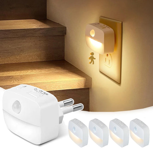 Motion Sensor Light LED Night Lights EU US Plug Lamps PIR Human Induction Lamp Nightlights For Bedroom Decor Hallway Stairs Lamp