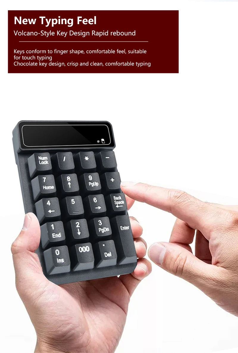 Wireless Digital Keypad With Mechanical Feel 19 Keys 2.4G Mini Keyboard Waterproof Ergonomic Multi System Compatibility Keyboard