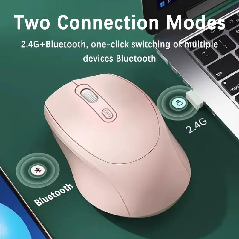 Wireless Mouse, Ergonomic Bluetooth-compatible with 2.4GHz Dual Mode Computer Mouse, with USB receiver, For Laptop PC Notebook