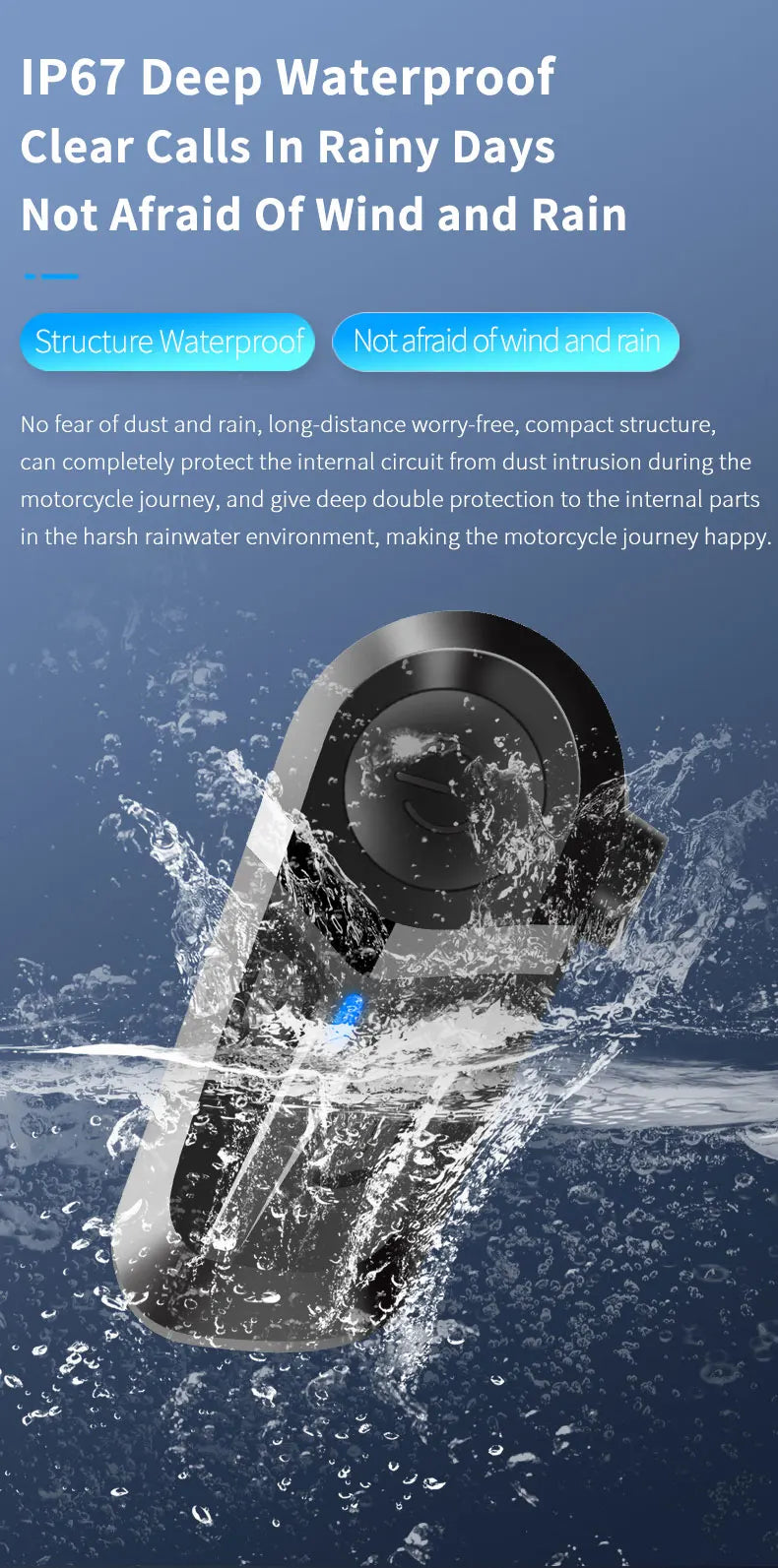 Bluetooth 5.3 Wireless Motorcycle Helmet Headset Hands-free Call Phone Motorcycle Waterproof Earphone Music Player Moto Helmet