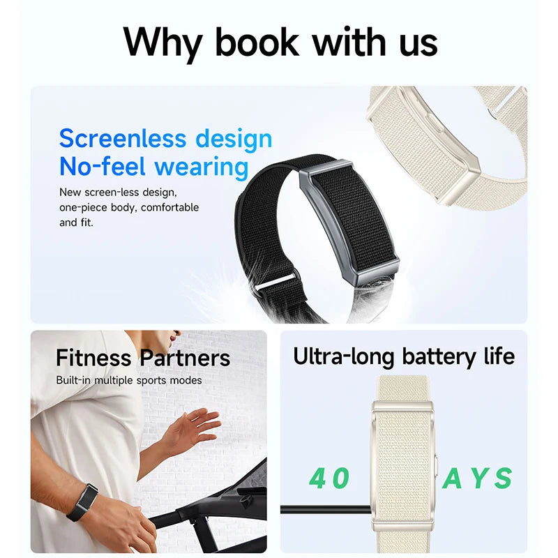 2026 Smart Wristband Wearable Fitness Multi-Sport All-Day Automatic Continuous Monitoring Health Data Improve Sleep Smartwatch