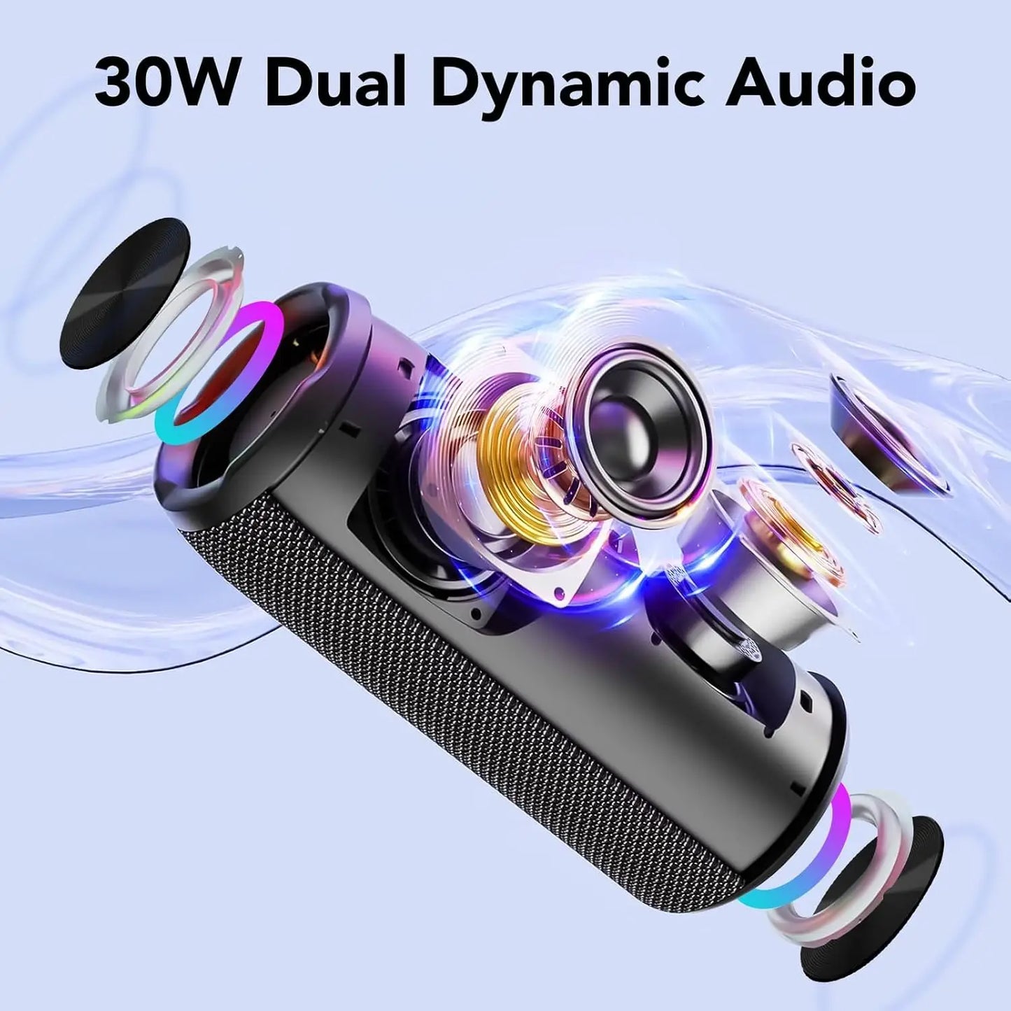 Bluetooth Speaker, Speakers Wireless Bluetooth 5.4 with 30H Playtime, BassUp, 30W Stereo Sound, IPX7 Waterproof Portable Speaker