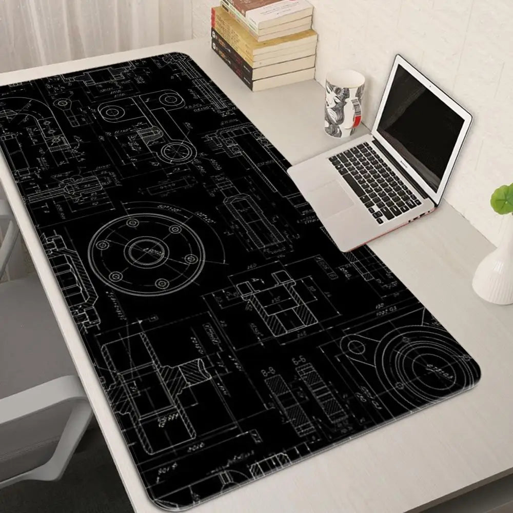 Mouse Pad Gaming Accessory Mechanical Drawings Home Large HD Mousepad XXL MousePads Natural Rubber Carpet Non-Slip Table Mat