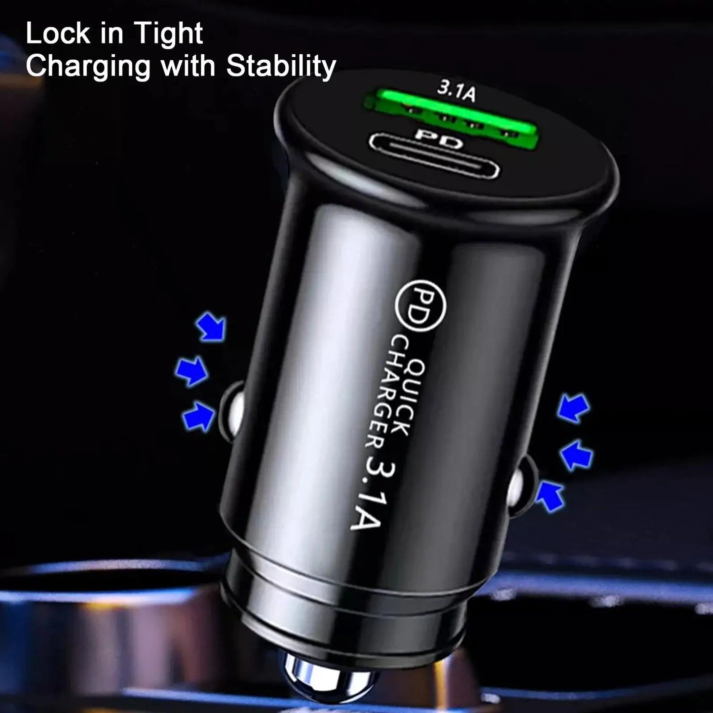 3.1A Fast Car Chargers USB PD Type C QC 3.0 Outlet Adapter Fast Charging For 12V 24V Car Truck Boat RV Motorcycle 12V/24V