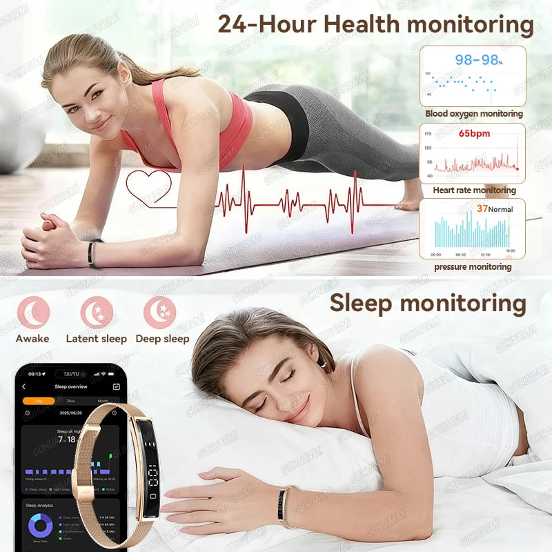 Brand New Smart Wearable Fitness tracker Women Heart rate Sleep Blood oxygen Pressure Monitoring Sports Pedometer Smart Bracelet
