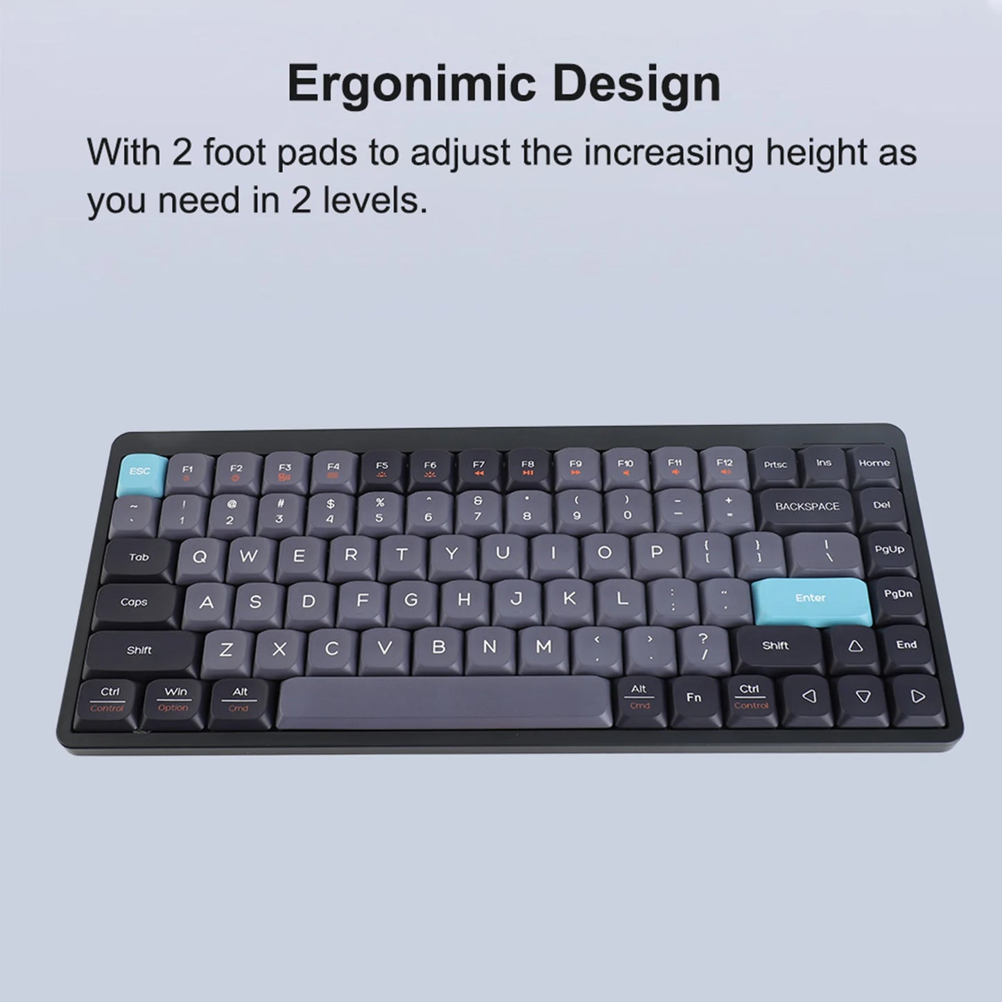 Wireless Mechanical Keyboard 84 Keys 2.4G+BT5.0+Type C 3 Connections 75% Low Profile Layout Keyboards RGB Light Effect