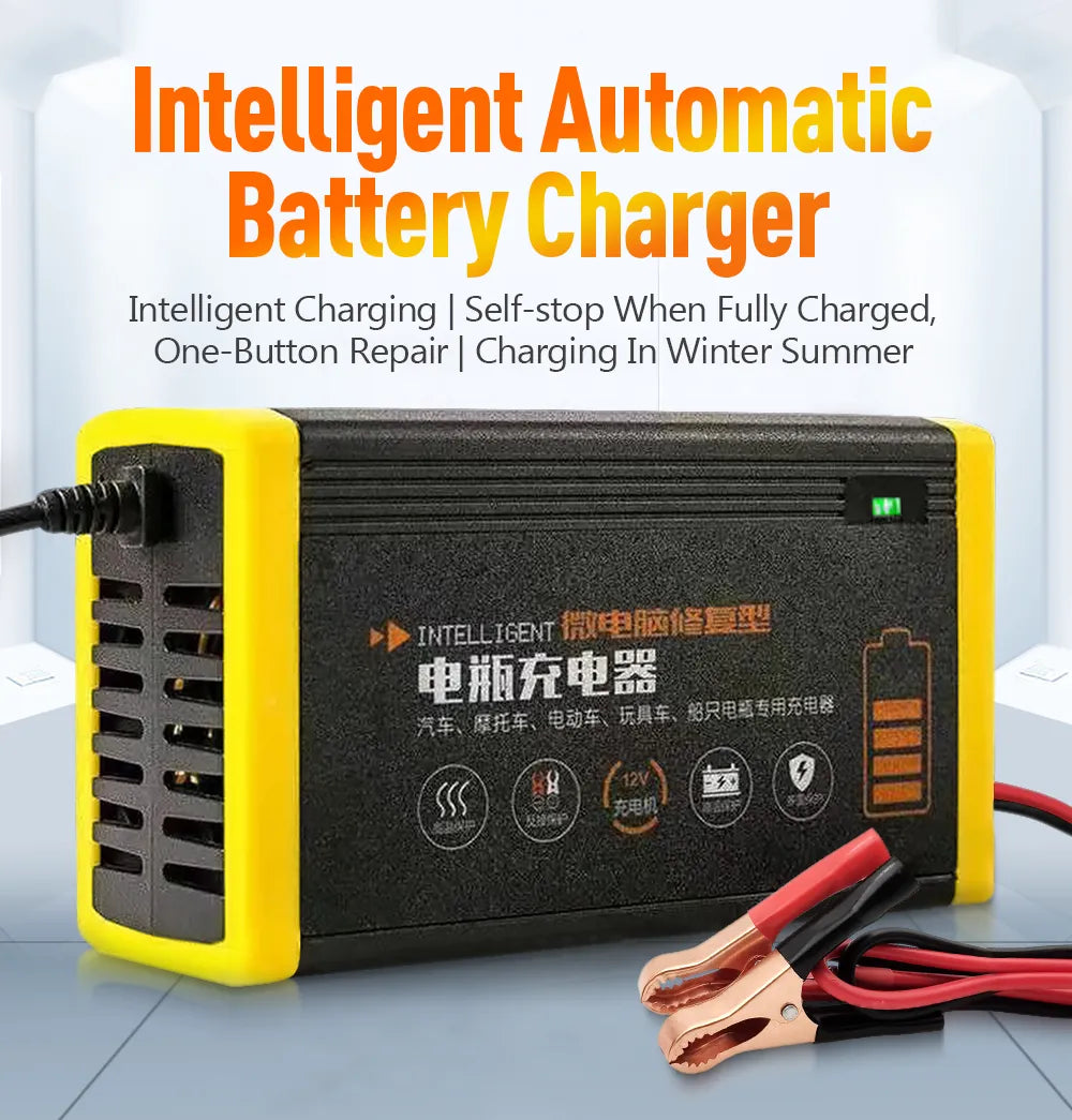 Car Battery Charger 10A 12V Automotive Battery Charger 24V 5A Car Accesorries Digital Display Detection Pulse Repair Car Charger