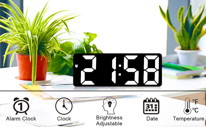 LED Digital Alarm Clock Portable Travel Clock for Bedroom Office  Kitchen Easy to Read Home Decor Battery Mains Powered