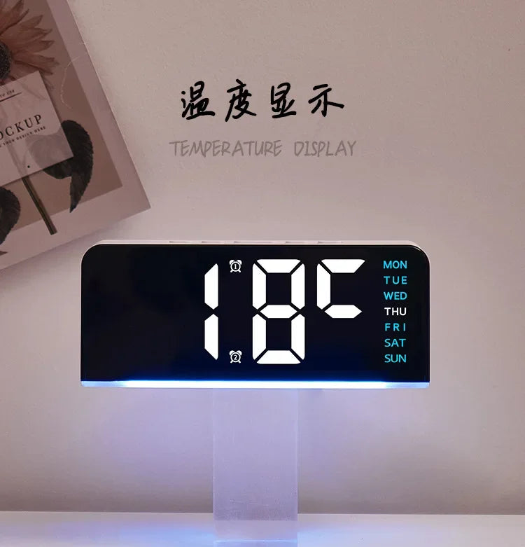 LED Digital Clock with Date, Temp, Alarm & Night Light - Multifunctional Desk Clock for Home, Office, Bedroom