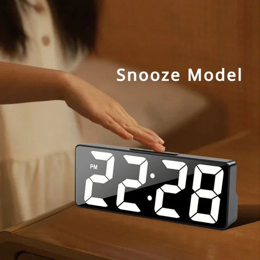Digital Alarm Clock LED Large Digital Display Multi-Set Alarm Clock Features Desktop, LED Mirror Electronic Clocks