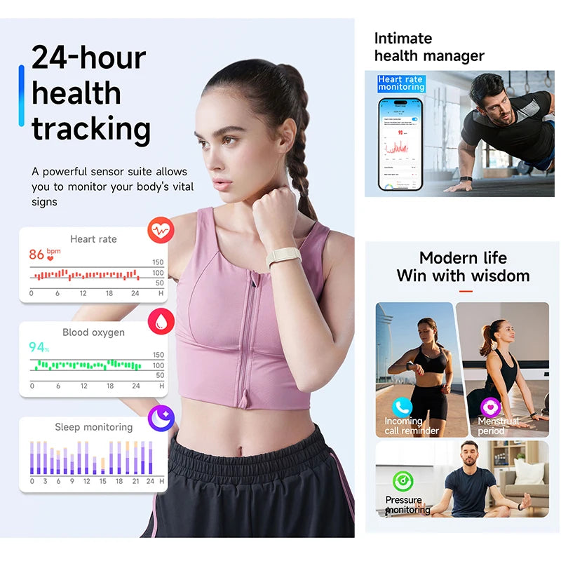 2026 Smart Wristband Wearable Fitness Multi-Sport All-Day Automatic Continuous Monitoring Health Data Improve Sleep Smartwatch