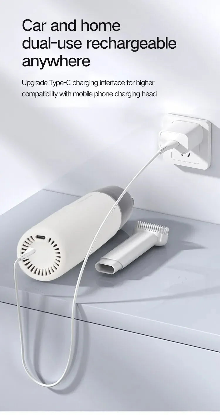 Vacuum Cleaner Mini Car Cleaning Powerful Suction Handheld Car Vacuum Cleaner Rechargeable for Car and Home Auto Vacuum Cleaner