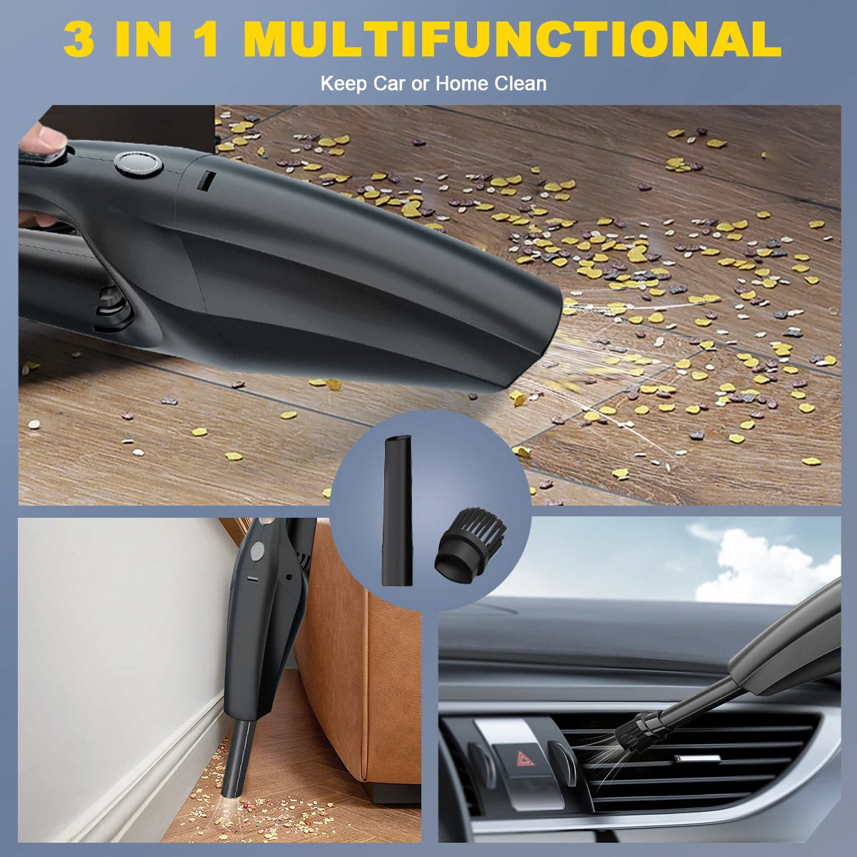 Mini Car Vacuum Cleaner Wireless Handheld Vaccum Cleaners High Suction USB Rechargeable Small Household Car Cleaner Accessories