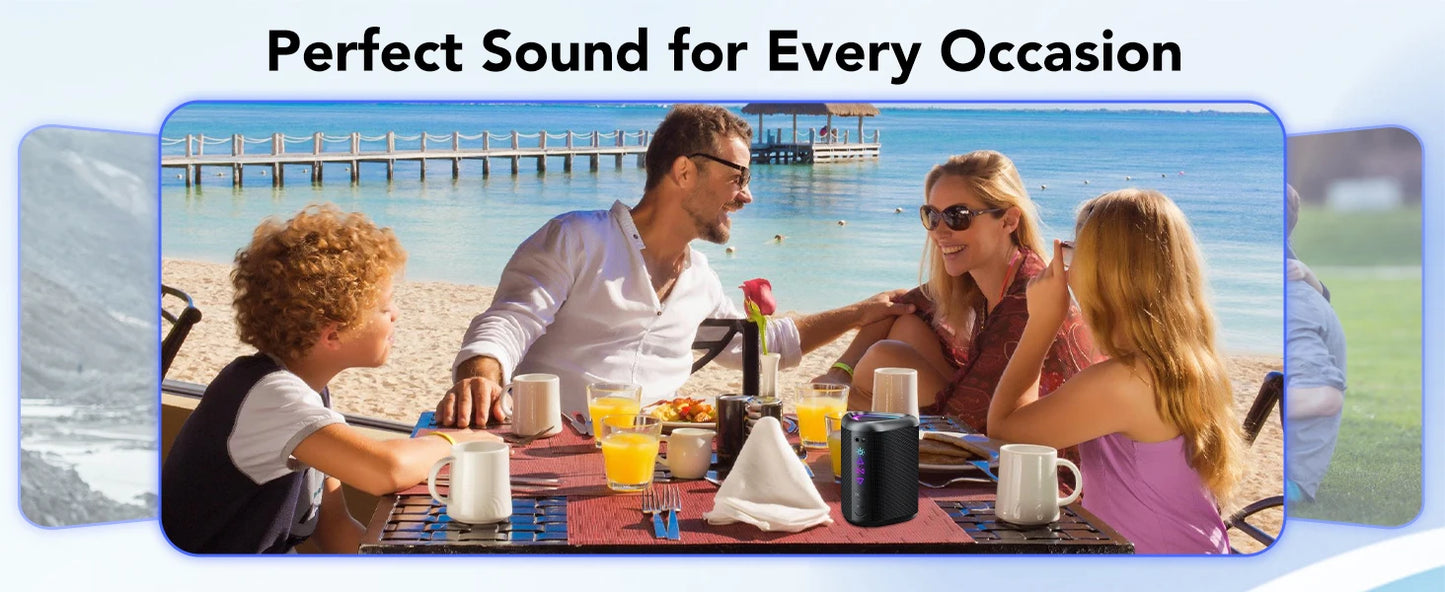 Bluetooth Speaker, 2025 Portable Wireless Speakers with Led Light, Bluetooth 5.4, 24H Playtime, Enhanced Bass, IPX7 Waterproof
