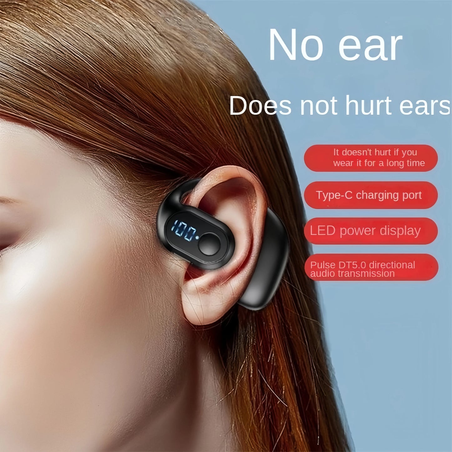 Ear Hook Wireless Earphones Bluetooth 5.3 Mini Handsfree Waterproof Sport Music Headset Single Earbuds OWS Headphone HiFi Music