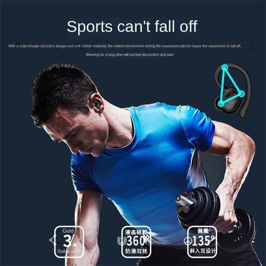 Ear Hook Wireless Earphones Bluetooth 5.3 Mini Handsfree Waterproof Sport Music Headset Single Earbuds OWS Headphone HiFi Music