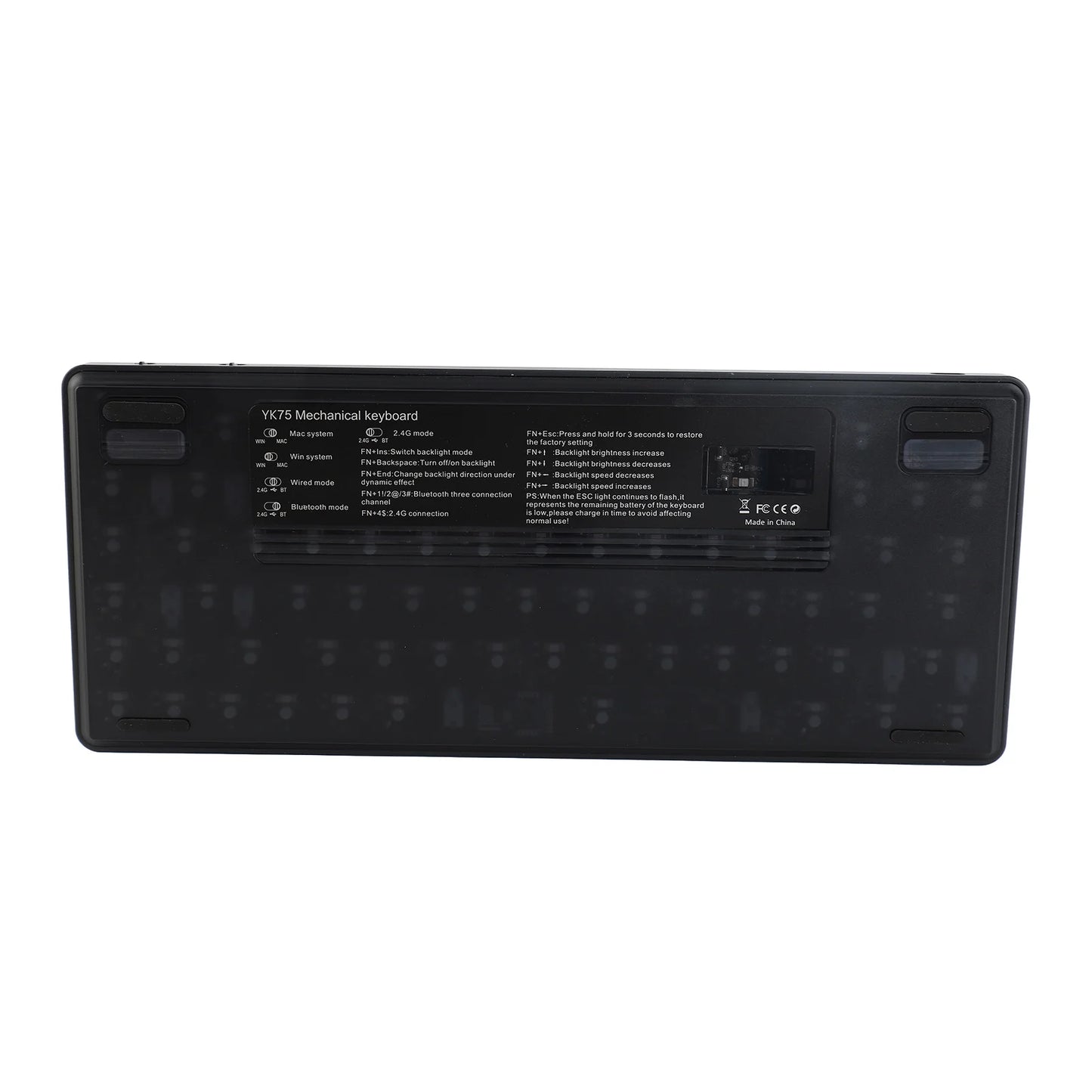 Wireless Mechanical Keyboard 84 Keys 2.4G+BT5.0+Type C 3 Connections 75% Low Profile Layout Keyboards RGB Light Effect