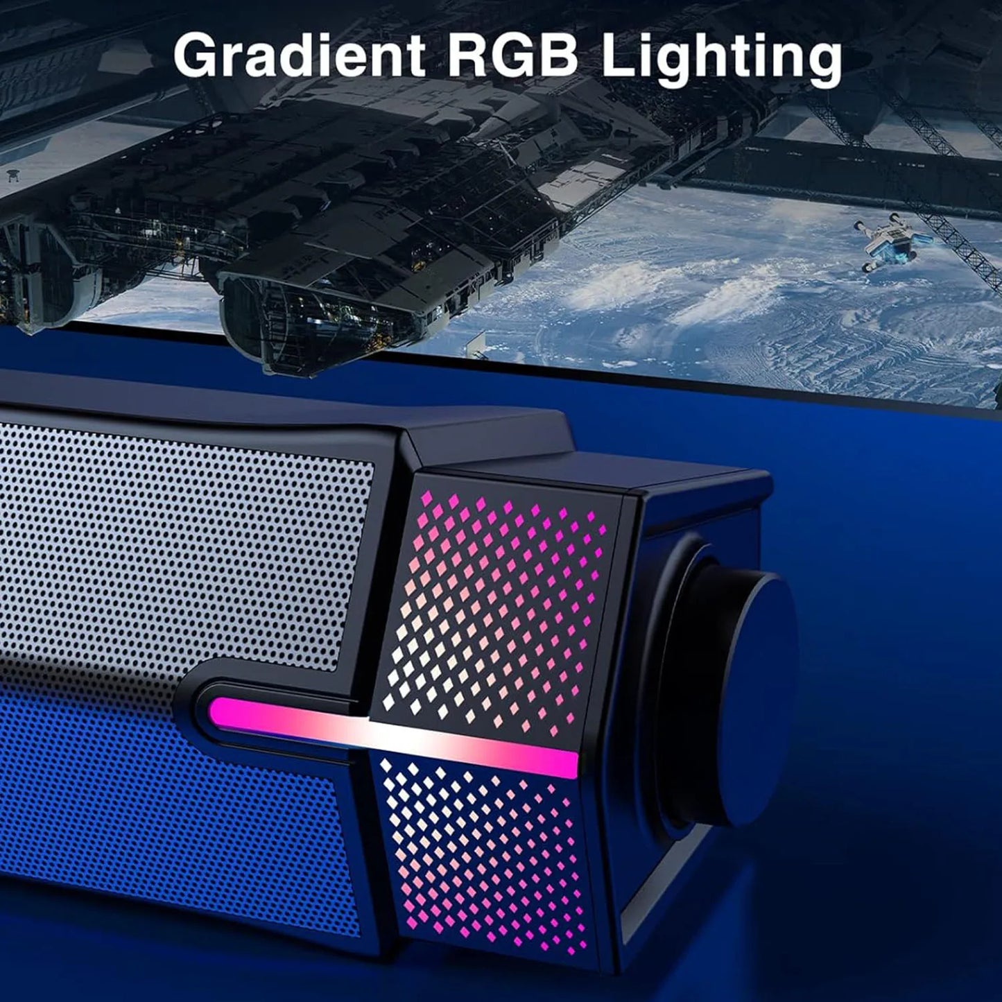 Bluetooth Computer Speakers for PC Desktop Monitor, Gaming PC Sound Bar-Wired USB-Powered,Superb Stereo Sound,with LED Lighting