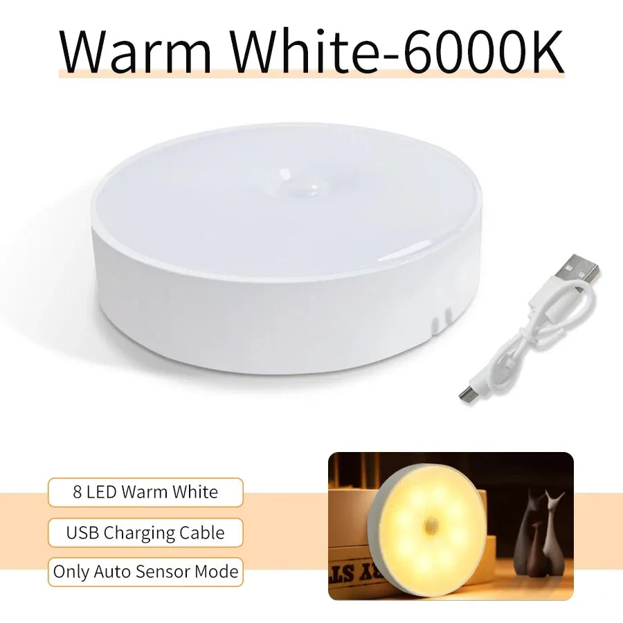 Motion Sensor LED Night Light USB Rechargeable Night Lamp For Kitchen Cabinet Wardrobe Lamp Staircase Wireless Closet Light