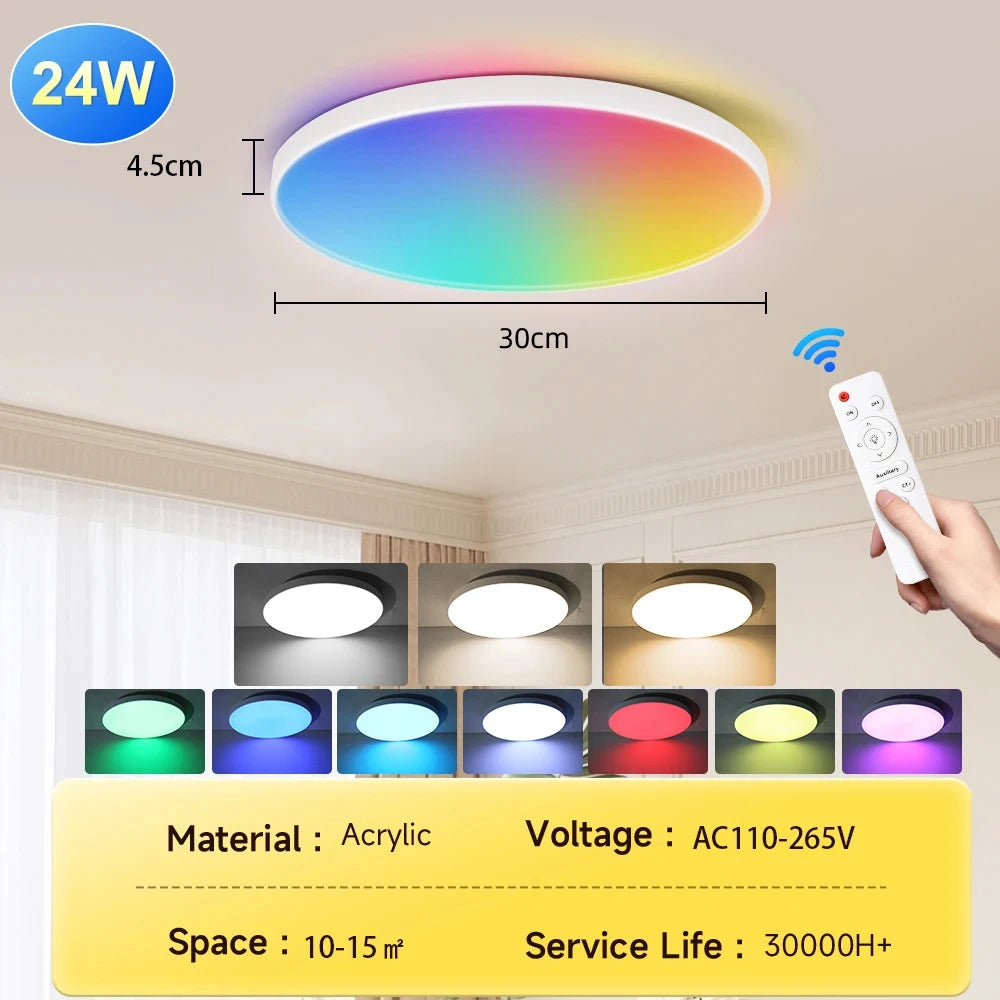 Smart Led Ceiling Light with Remote Control 3 Colors Dimmable Ceiling Lights Ultrathin Panel Lamps Bedroom Kitchen Ceiling Lamp