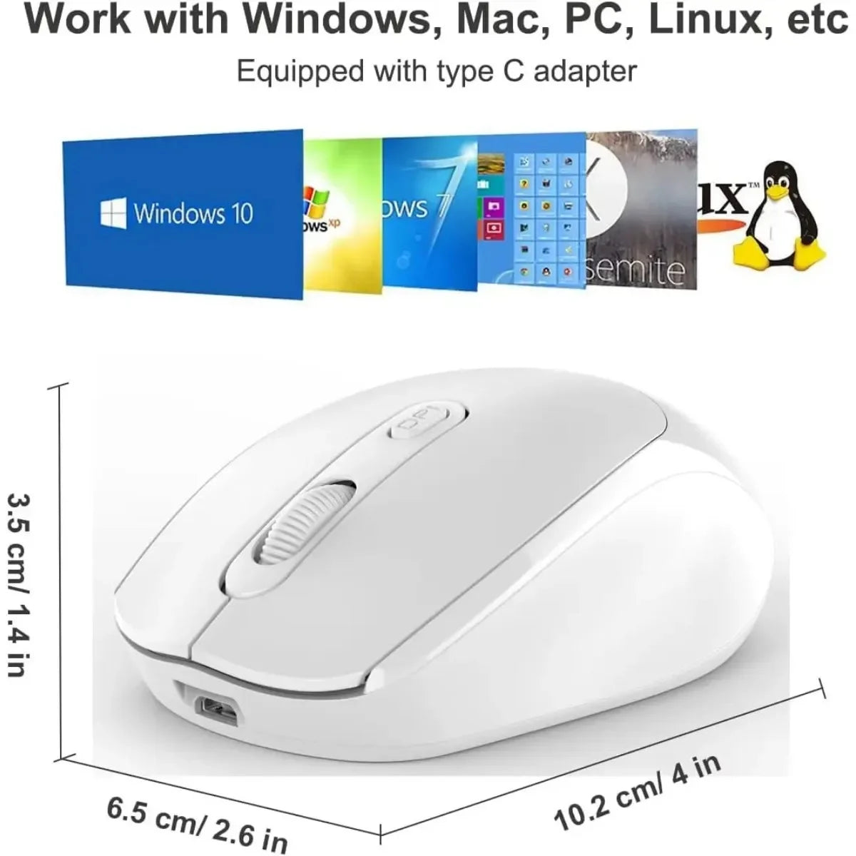 Wireless Mouse, Ergonomic Bluetooth-compatible with 2.4GHz Dual Mode Computer Mouse, with USB receiver, For Laptop PC Notebook