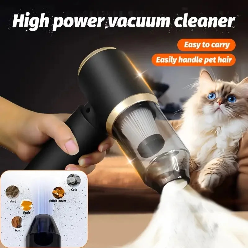 Mini 3-in-1 portable powerful vacuum cleaner, set of 1, for both car and household use - blowing and suction dual-use