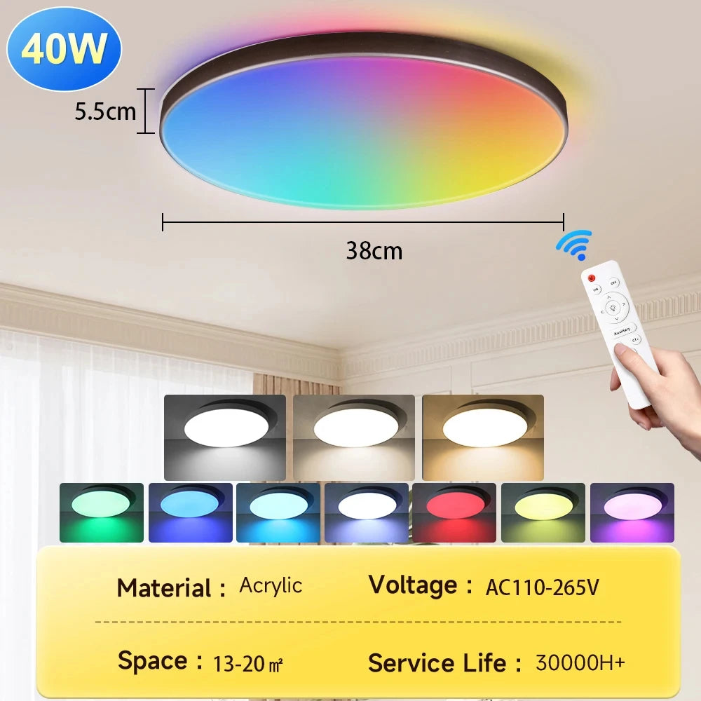 Smart Led Ceiling Light with Remote Control 3 Colors Dimmable Ceiling Lights Ultrathin Panel Lamps Bedroom Kitchen Ceiling Lamp