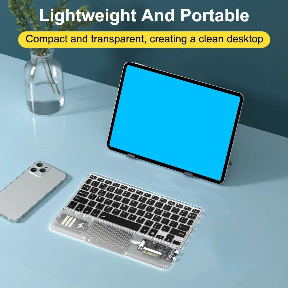 Wireless Keyboard with Touchpad, Ultra-Slim Portable Bluetooth Rechargeable Keyboard,Wireless Keyboard for iOS Android Windows