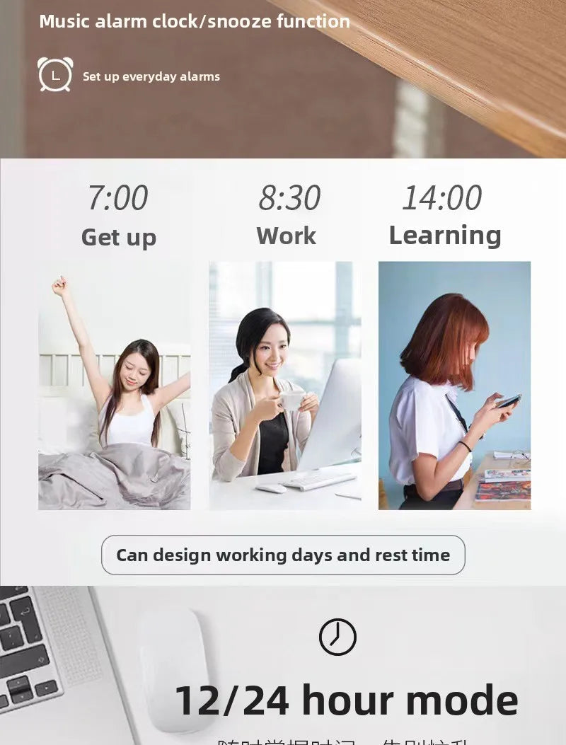 Digital Led Clock Alarm Clock Digital Clock With Bright Screen Snooze Function Calendar Display For Bedroom Home Offices Desk