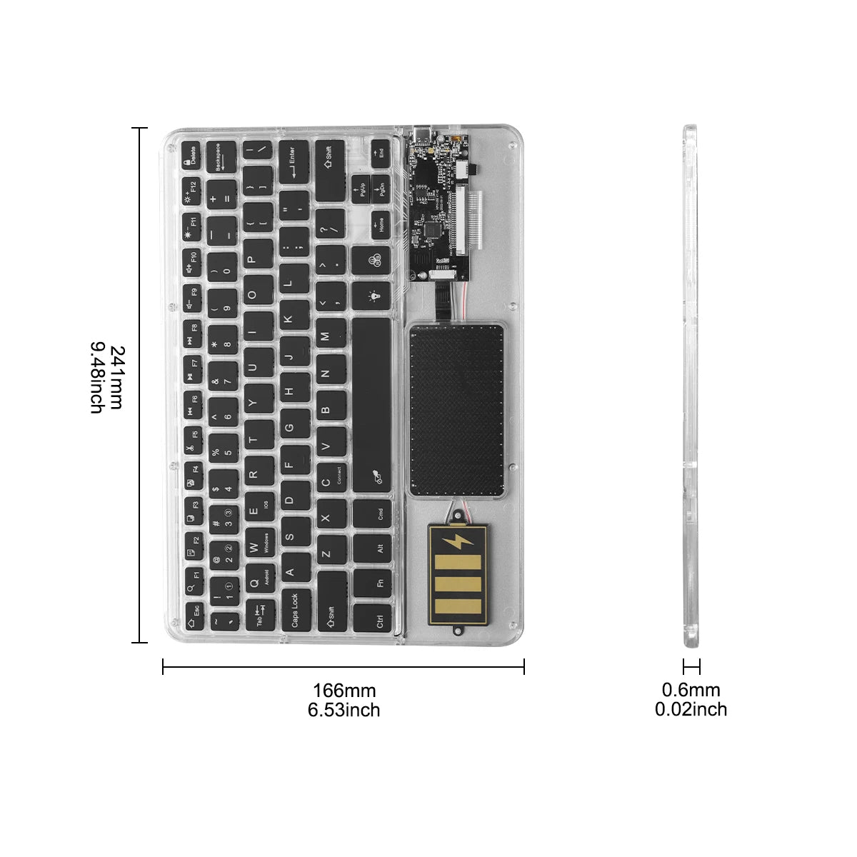 Wireless Keyboard with Touchpad, Ultra-Slim Portable Bluetooth Rechargeable Keyboard,Wireless Keyboard for iOS Android Windows