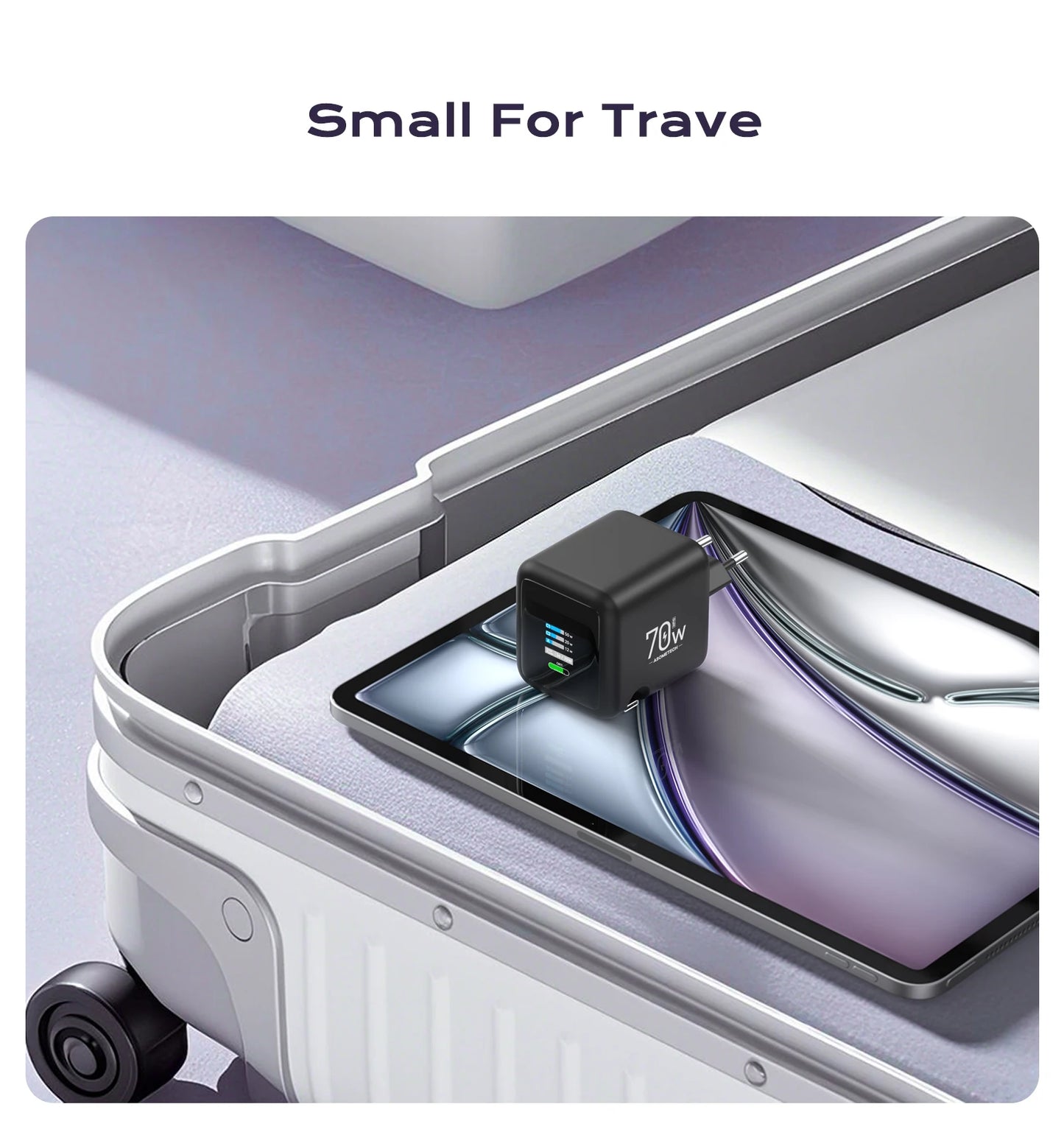 70W GaN Fast Charger with Type-C Retractable Cable 3 IN 1 PD3.0 QC4.0 PPS Fast Charging for IPhone 16 15 14 Xiaomi Tablet Laptop