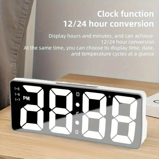 LED Digital Clock Saving Energy Alarm Clock Electronic Desktop Clock With Temperature Display Adjustable Brightness 12/24 Hours