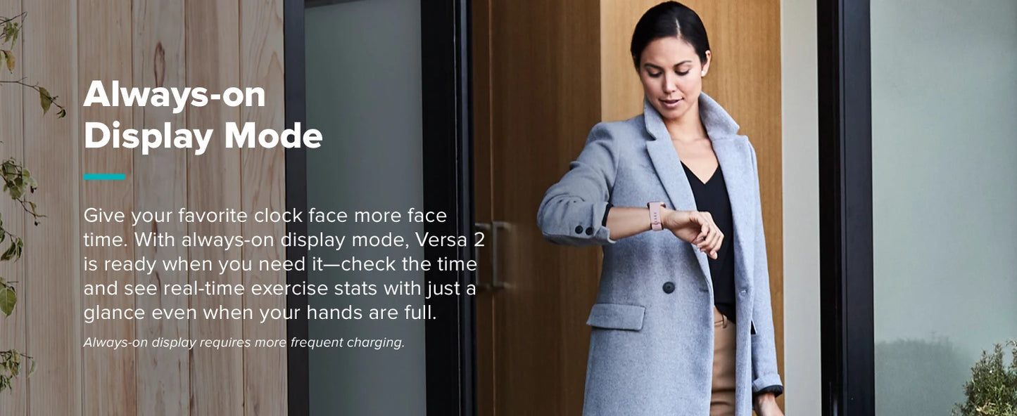 Fitbit Versa 2 Health and Fitness Smartwatch with Heart Rate, Music, Alexa Built-In, Sleep and Swim Tracking, Black/Carbon