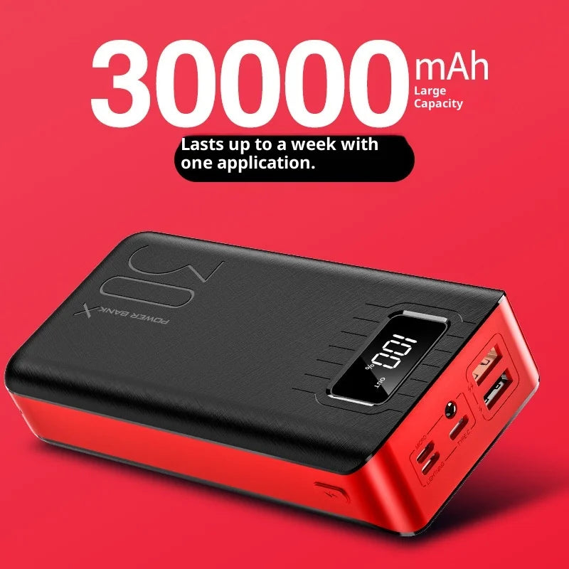 Power bank with a large capacity of 30000 mAh fast charging for mobile phones mobile power bank charging digital display