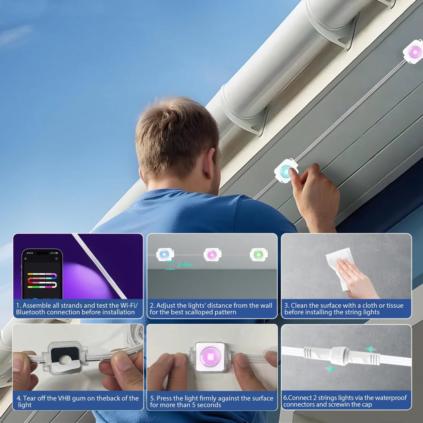 Smart LED Permanent Outdoor Light, 300ft 180LEDs RGBIC Eaves Lights, IP67 Waterproof for New Year and Christmas Home Decor