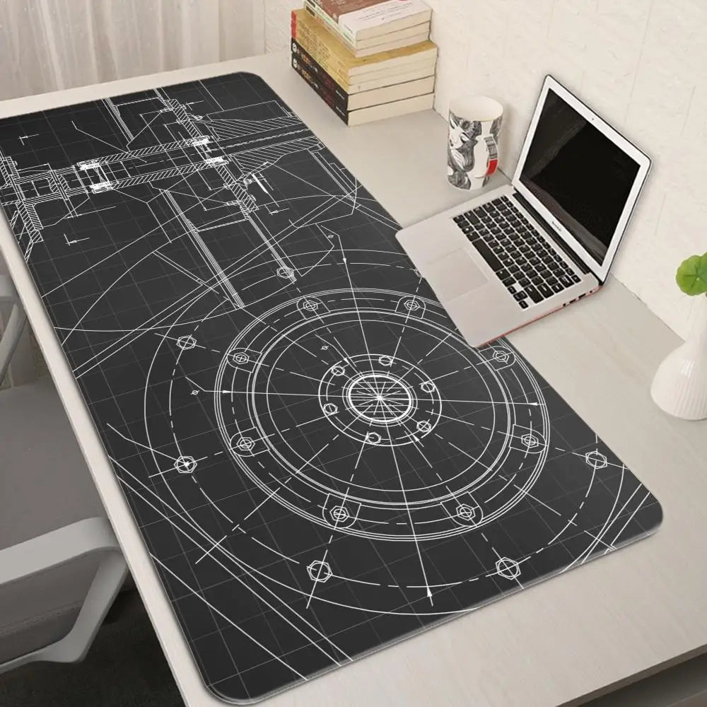 Mouse Pad Gaming Accessory Mechanical Drawings Home Large HD Mousepad XXL MousePads Natural Rubber Carpet Non-Slip Table Mat