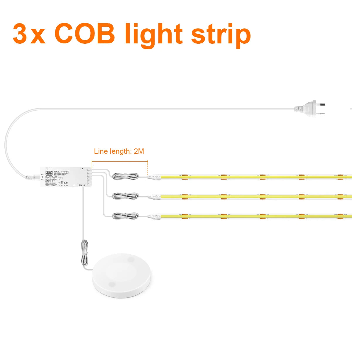 LED Acoustic Board Decorative COB Light Strip Touch Dimmable Wall Background Lamp Show Shelf Under Cabinet Bedroom Night Light