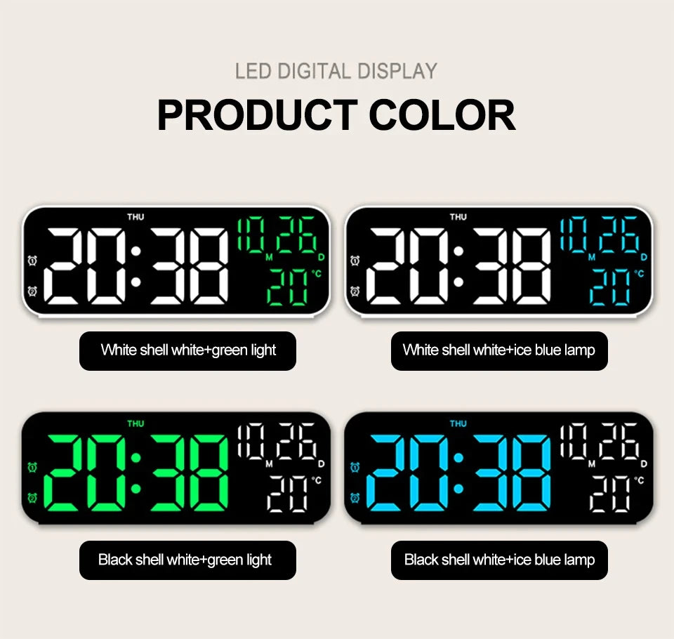 LED Digital Clock Temperature Date Week Display Desktop Clock 3 level Brightness Adjustment Voice Control Countdown Alarm Clock